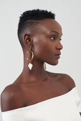 Veronica arrow drop horn & brass earrings