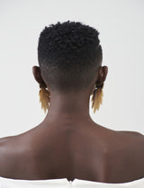 Daisy layered petal drop horn and brass earrings