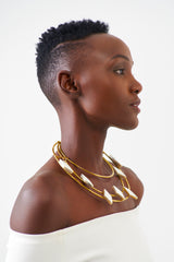 Veronica constellation collar horn & brass necklace