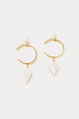 Veronica arrow drop horn & brass earrings