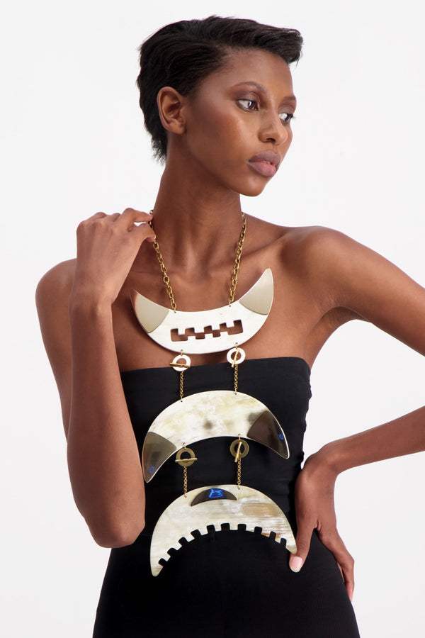 ARMOUR TRIPPLE CRESENT STATEMENT NECKLACE