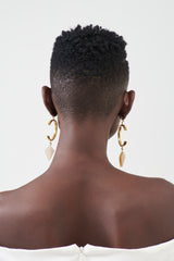 Veronica arrow drop horn & brass earrings