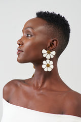 Daisy chain horn & brass earrings