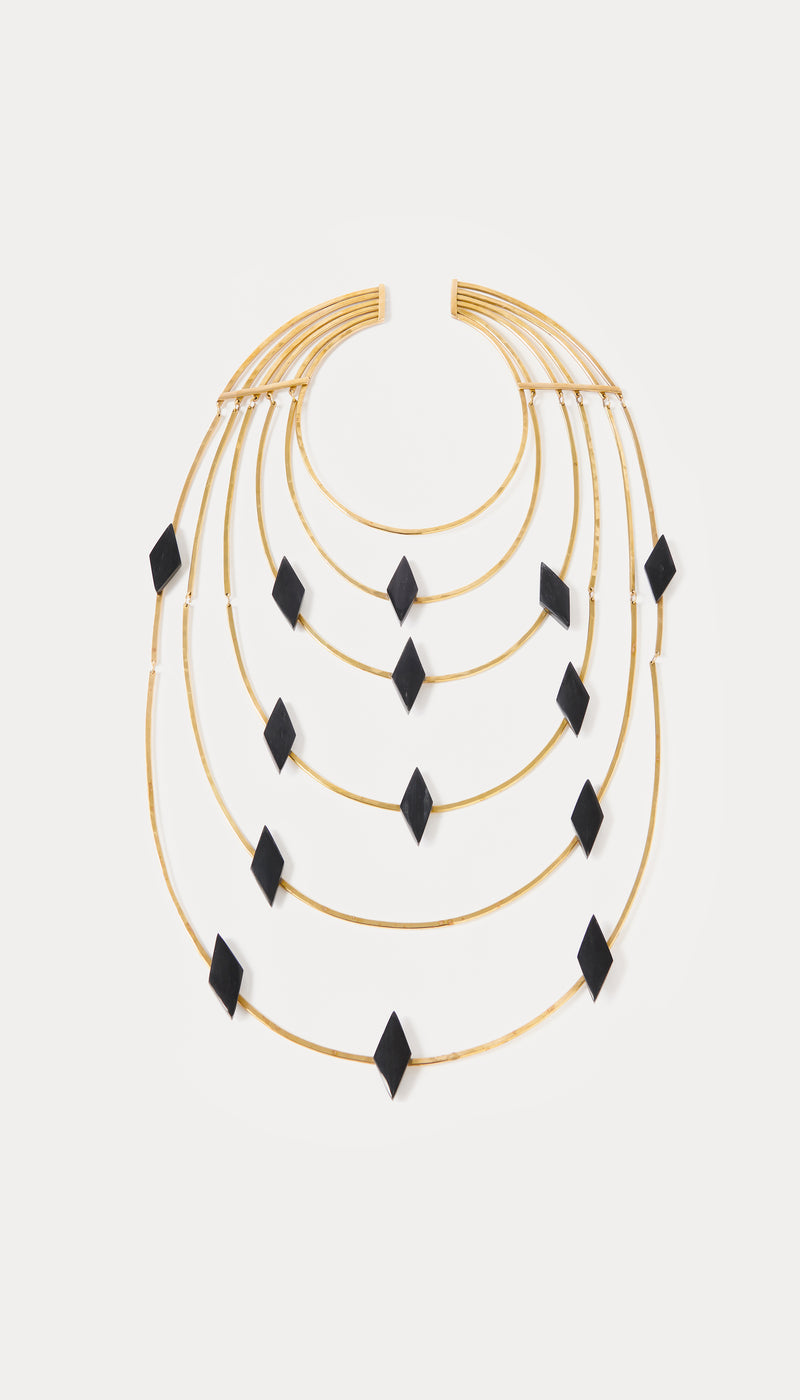 Veronica constellation bib horn & brass necklace