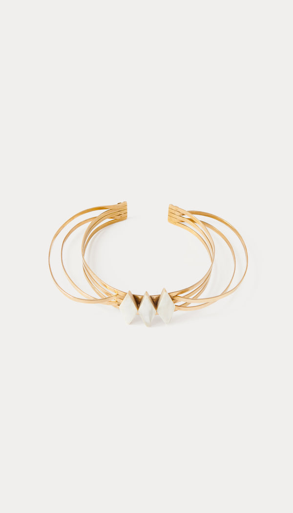 Veronica triptych horn & brass choker