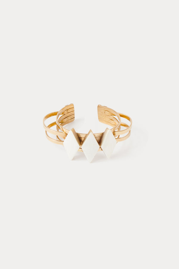 Veronica triptych horn & brass bracelet