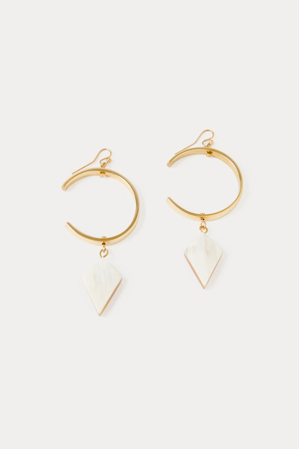 Veronica arrow drop horn & brass earrings