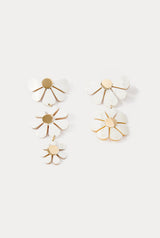 Daisy chain horn & brass earrings